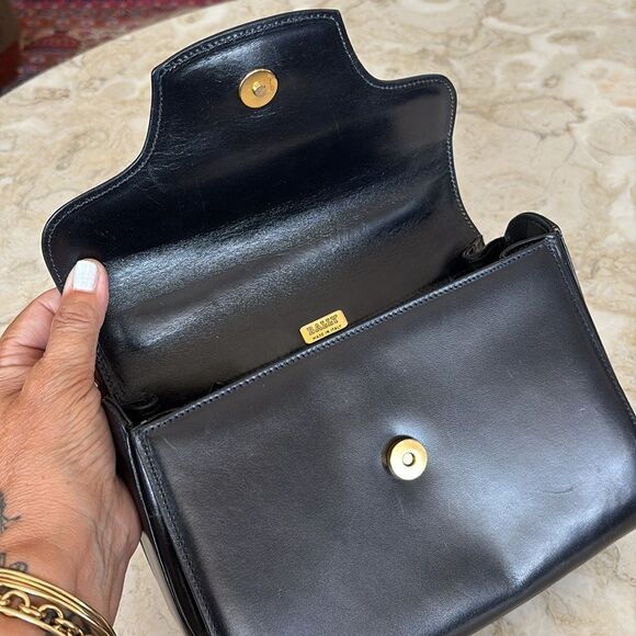 Bally Structured Leather Kelly Style Satchel Bag Detachable Metal Chain Strap - Picture 8 of 16